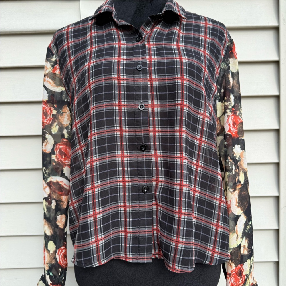 Sans Souci Black and Red Plaid Shirt